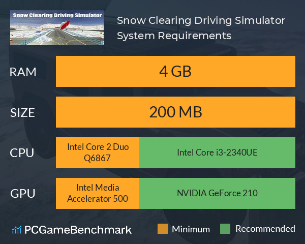 Snow Clearing Driving Simulator System Requirements PC Graph - Can I Run Snow Clearing Driving Simulator