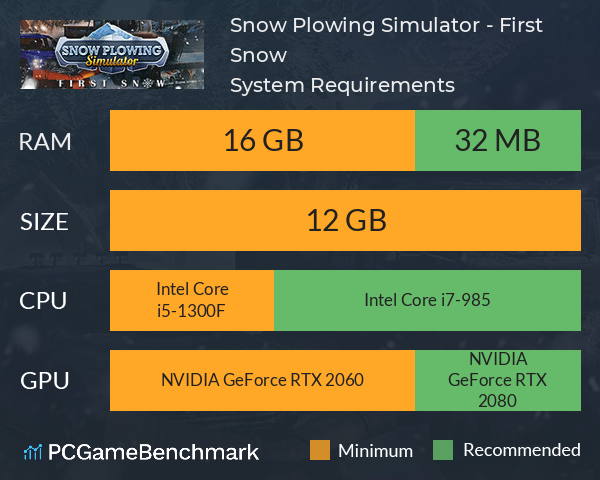 Snow Plowing Simulator - First Snow System Requirements PC Graph - Can I Run Snow Plowing Simulator - First Snow