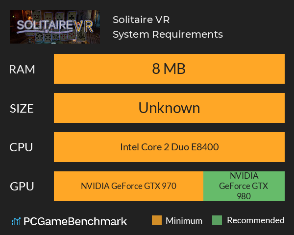 Solitaire VR System Requirements PC Graph - Can I Run Solitaire VR Solitaire VR System Requirements PC Graph - Can I Run Solitaire VR