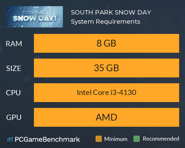 SOUTH PARK: SNOW DAY! System Requirements PC Graph - Can I Run SOUTH PARK: SNOW DAY!
