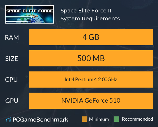 Space Elite Force II System Requirements PC Graph - Can I Run Space Elite Force II