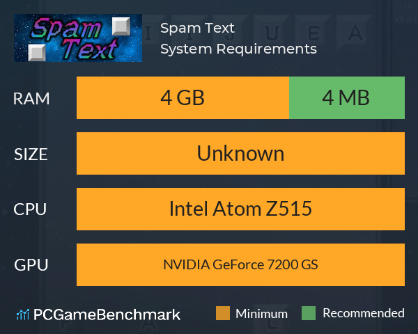 Spam Text System Requirements PC Graph - Can I Run Spam Text