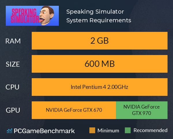 Speaking Simulator System Requirements PC Graph - Can I Run Speaking Simulator Speaking Simulator System Requirements PC Graph - Can I Run Speaking Simulator