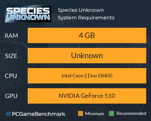 Species: Unknown System Requirements PC Graph - Can I Run Species: Unknown Species: Unknown System Requirements PC Graph - Can I Run Species: Unknown