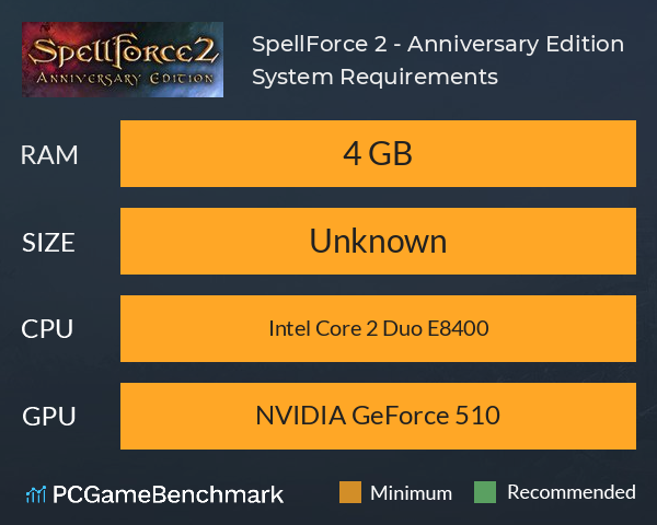 SpellForce 2 - Anniversary Edition System Requirements PC Graph - Can I Run SpellForce 2 - Anniversary Edition