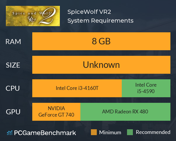 Spice&Wolf VR2 System Requirements PC Graph - Can I Run Spice&Wolf VR2 Spice&Wolf VR2 System Requirements PC Graph - Can I Run Spice&Wolf VR2