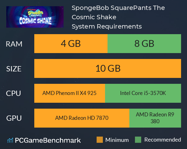 SpongeBob SquarePants: The Cosmic Shake System Requirements PC Graph - Can I Run SpongeBob SquarePants: The Cosmic Shake