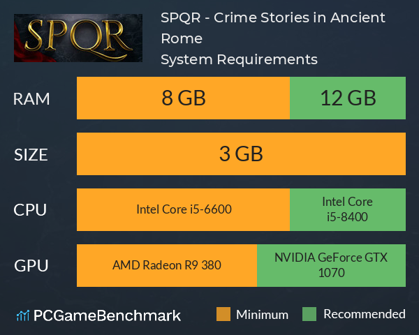 SPQR - Crime Stories in Ancient Rome System Requirements PC Graph - Can I Run SPQR - Crime Stories in Ancient Rome SPQR - Crime Stories in Ancient Rome System Requirements PC Graph - Can I Run SPQR - Crime Stories in Ancient Rome
