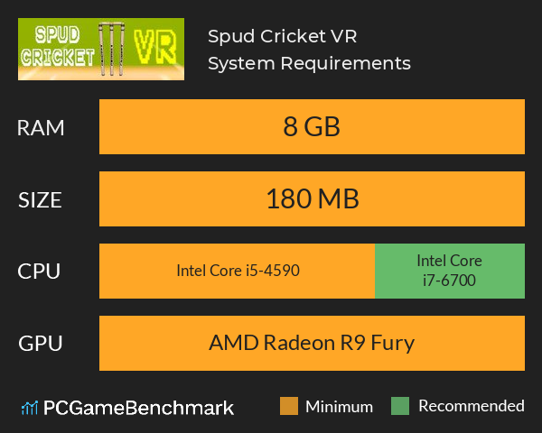 Spud Cricket VR System Requirements PC Graph - Can I Run Spud Cricket VR Spud Cricket VR System Requirements PC Graph - Can I Run Spud Cricket VR