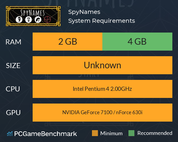 SpyNames System Requirements PC Graph - Can I Run SpyNames SpyNames System Requirements PC Graph - Can I Run SpyNames