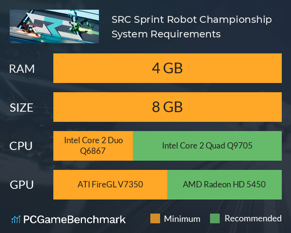 SRC: Sprint Robot Championship System Requirements PC Graph - Can I Run SRC: Sprint Robot Championship SRC: Sprint Robot Championship System Requirements PC Graph - Can I Run SRC: Sprint Robot Championship