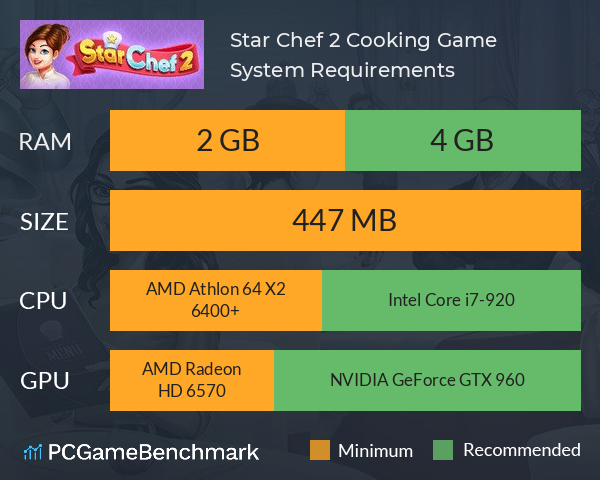 Star Chef 2: Cooking Game System Requirements PC Graph - Can I Run Star Chef 2: Cooking Game