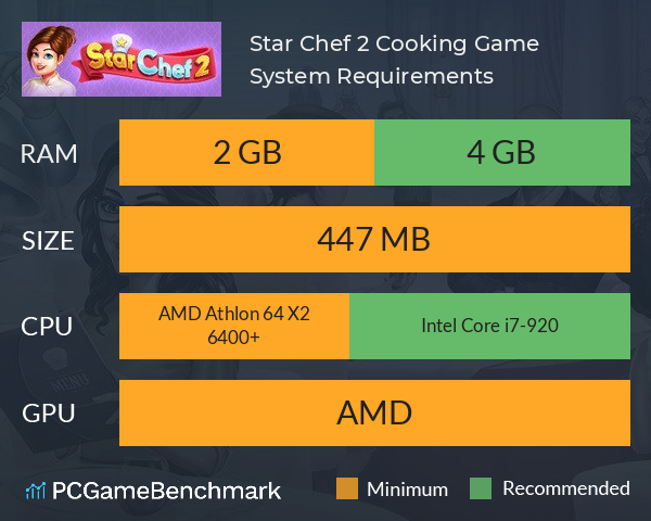 Star Chef 2: Cooking Game System Requirements PC Graph - Can I Run Star Chef 2: Cooking Game