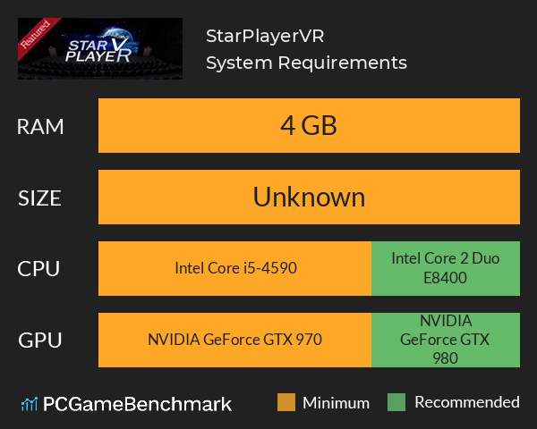 StarPlayerVR System Requirements PC Graph - Can I Run StarPlayerVR