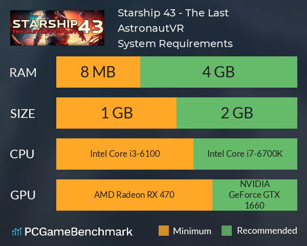 Starship 43 - The Last Astronaut VR System Requirements PC Graph - Can I Run Starship 43 - The Last Astronaut VR