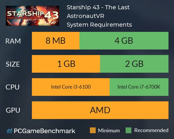 Starship 43 - The Last Astronaut VR System Requirements PC Graph - Can I Run Starship 43 - The Last Astronaut VR