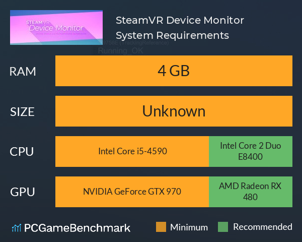 SteamVR Device Monitor System Requirements PC Graph - Can I Run SteamVR Device Monitor