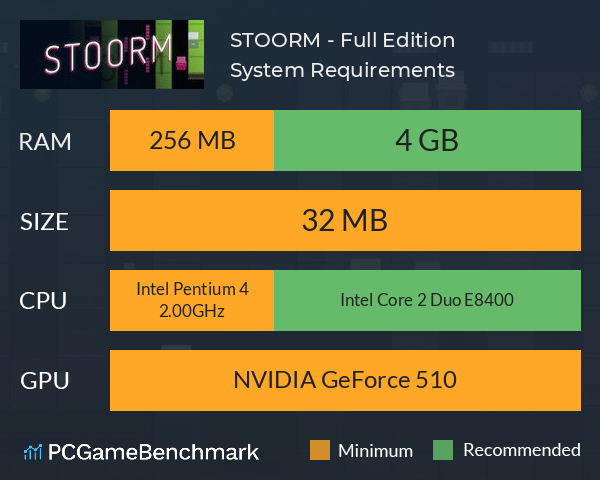 STOORM - Full Edition. System Requirements PC Graph - Can I Run STOORM - Full Edition.