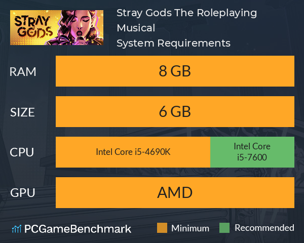 Stray Gods: The Roleplaying Musical System Requirements PC Graph - Can I Run Stray Gods: The Roleplaying Musical