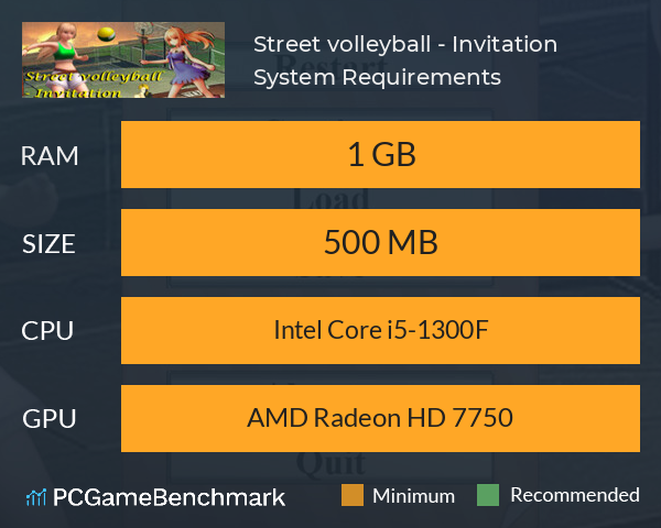 Street volleyball - Invitation System Requirements PC Graph - Can I Run Street volleyball - Invitation