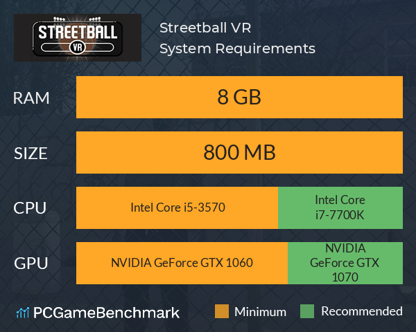 Streetball VR System Requirements PC Graph - Can I Run Streetball VR