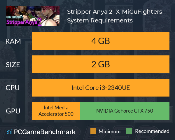 Stripper Anya 2 : X-MiGuFighters System Requirements PC Graph - Can I Run Stripper Anya 2 : X-MiGuFighters Stripper Anya 2 : X-MiGuFighters System Requirements PC Graph - Can I Run Stripper Anya 2 : X-MiGuFighters