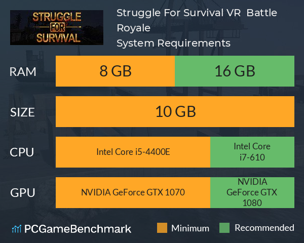 Struggle For Survival VR : Battle Royale System Requirements PC Graph - Can I Run Struggle For Survival VR : Battle Royale Struggle For Survival VR : Battle Royale System Requirements PC Graph - Can I Run Struggle For Survival VR : Battle Royale