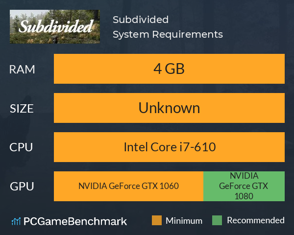 Subdivided System Requirements PC Graph - Can I Run Subdivided