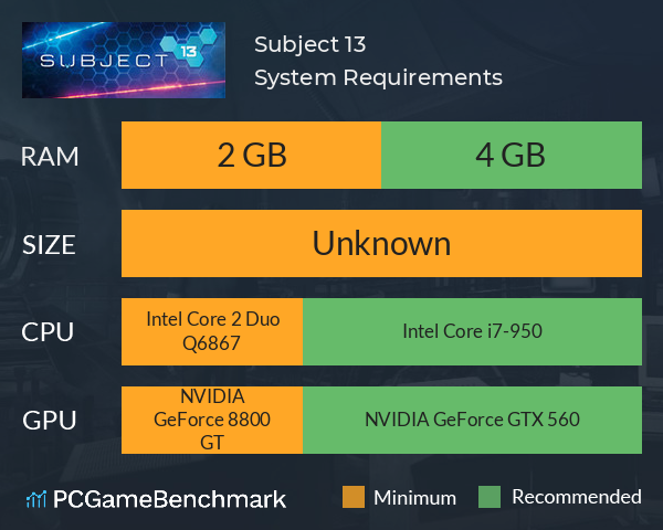 Subject 13 System Requirements PC Graph - Can I Run Subject 13 Subject 13 System Requirements PC Graph - Can I Run Subject 13