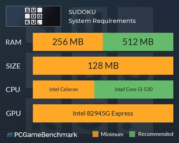 SUDOKU System Requirements PC Graph - Can I Run SUDOKU