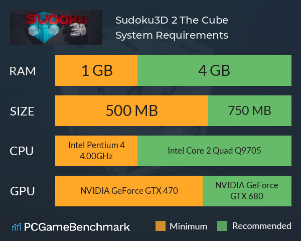 Sudoku3D 2: The Cube System Requirements PC Graph - Can I Run Sudoku3D 2: The Cube Sudoku3D 2: The Cube System Requirements PC Graph - Can I Run Sudoku3D 2: The Cube