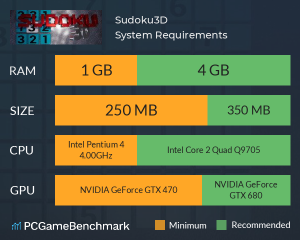 Sudoku3D System Requirements PC Graph - Can I Run Sudoku3D Sudoku3D System Requirements PC Graph - Can I Run Sudoku3D