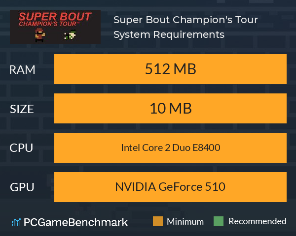 Super Bout: Champion's Tour System Requirements PC Graph - Can I Run Super Bout: Champion's Tour Super Bout: Champion's Tour System Requirements PC Graph - Can I Run Super Bout: Champion's Tour