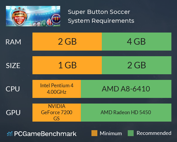 Super Button Soccer System Requirements PC Graph - Can I Run Super Button Soccer
