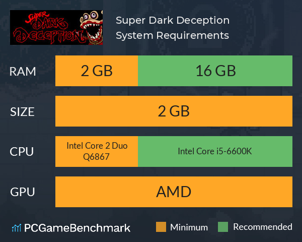 Super Dark Deception System Requirements PC Graph - Can I Run Super Dark Deception Super Dark Deception System Requirements PC Graph - Can I Run Super Dark Deception