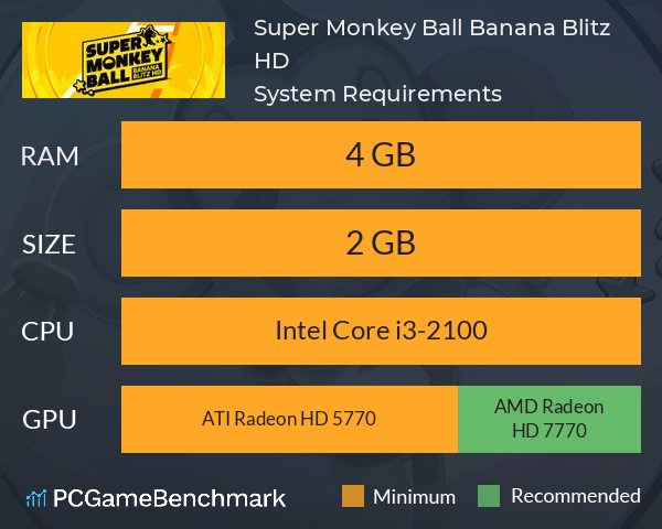 Super Monkey Ball: Banana Blitz HD System Requirements PC Graph - Can I Run Super Monkey Ball: Banana Blitz HD