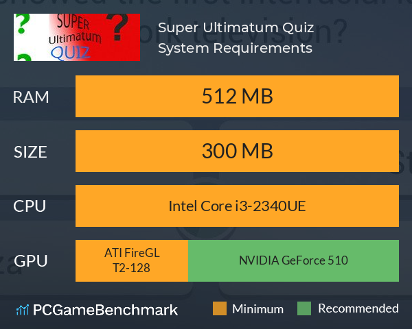 Super Ultimatum Quiz System Requirements PC Graph - Can I Run Super Ultimatum Quiz Super Ultimatum Quiz System Requirements PC Graph - Can I Run Super Ultimatum Quiz