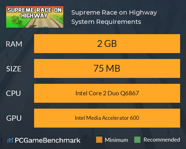 Supreme Race on Highway System Requirements PC Graph - Can I Run Supreme Race on Highway Supreme Race on Highway System Requirements PC Graph - Can I Run Supreme Race on Highway