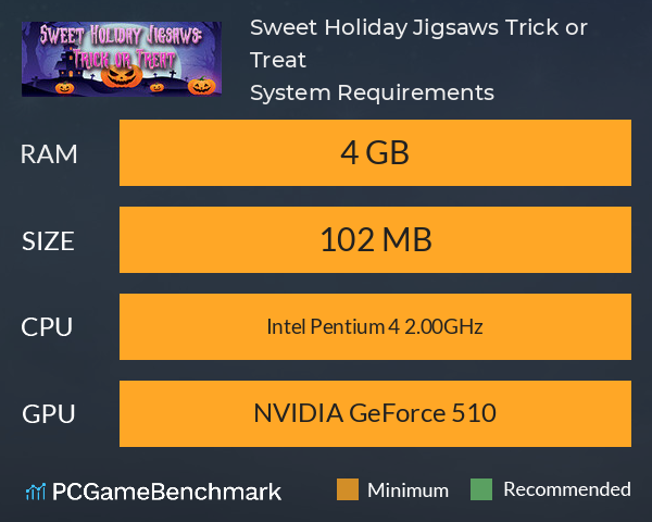 Sweet Holiday Jigsaws: Trick or Treat System Requirements PC Graph - Can I Run Sweet Holiday Jigsaws: Trick or Treat