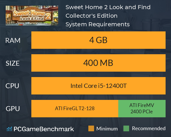 Sweet Home 2: Look and Find Collector's Edition System Requirements PC Graph - Can I Run Sweet Home 2: Look and Find Collector's Edition Sweet Home 2: Look and Find Collector's Edition System Requirements PC Graph - Can I Run Sweet Home 2: Look and Find Collector's Edition