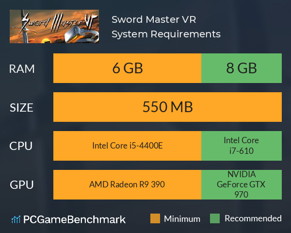 Sword Master VR System Requirements PC Graph - Can I Run Sword Master VR Sword Master VR System Requirements PC Graph - Can I Run Sword Master VR