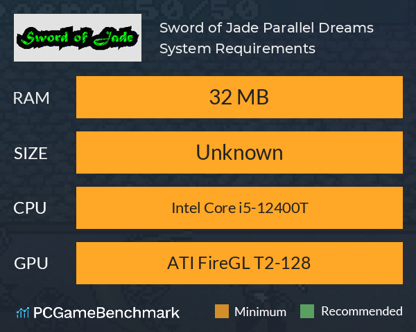 Sword of Jade: Parallel Dreams System Requirements PC Graph - Can I Run Sword of Jade: Parallel Dreams