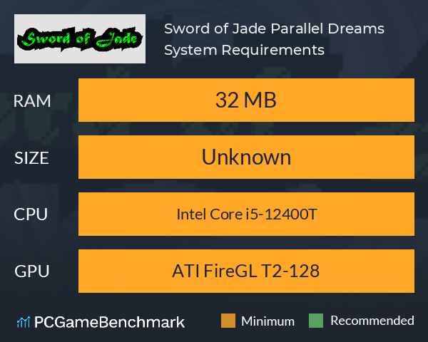 Sword of Jade: Parallel Dreams System Requirements PC Graph - Can I Run Sword of Jade: Parallel Dreams