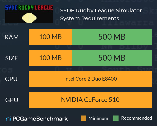 SYDE Rugby League Simulator System Requirements PC Graph - Can I Run SYDE Rugby League Simulator