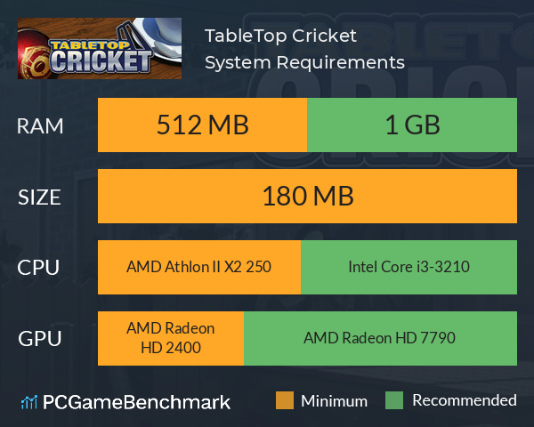 TableTop Cricket System Requirements PC Graph - Can I Run TableTop Cricket TableTop Cricket System Requirements PC Graph - Can I Run TableTop Cricket
