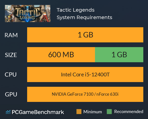 Tactic Legends System Requirements PC Graph - Can I Run Tactic Legends Tactic Legends System Requirements PC Graph - Can I Run Tactic Legends