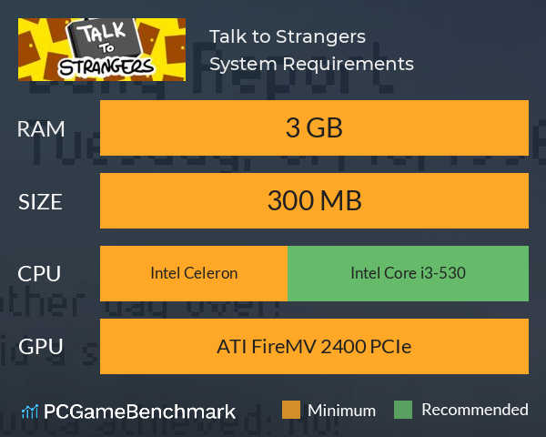 Talk to Strangers System Requirements PC Graph - Can I Run Talk to Strangers