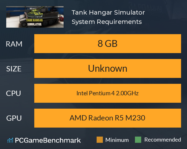 Tank Hangar Simulator System Requirements PC Graph - Can I Run Tank Hangar Simulator Tank Hangar Simulator System Requirements PC Graph - Can I Run Tank Hangar Simulator