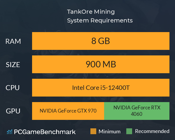 TankOre Mining System Requirements PC Graph - Can I Run TankOre Mining TankOre Mining System Requirements PC Graph - Can I Run TankOre Mining