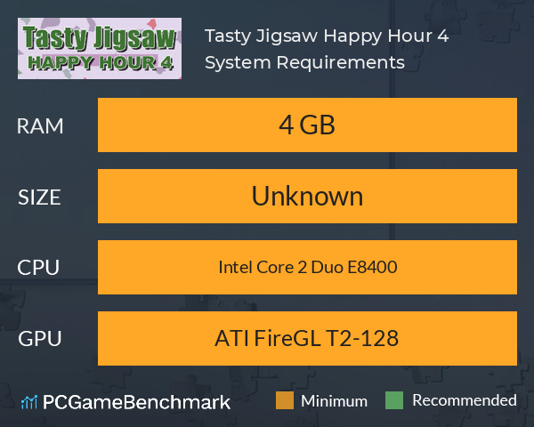 Tasty Jigsaw. Happy Hour 4 System Requirements PC Graph - Can I Run Tasty Jigsaw. Happy Hour 4 Tasty Jigsaw. Happy Hour 4 System Requirements PC Graph - Can I Run Tasty Jigsaw. Happy Hour 4